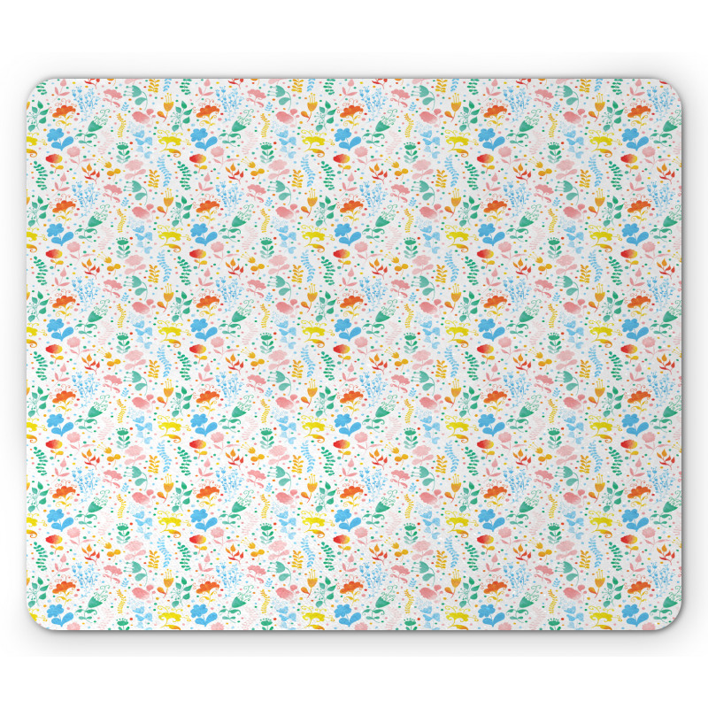 Pastel Dots and Flora Scene Mouse Pad