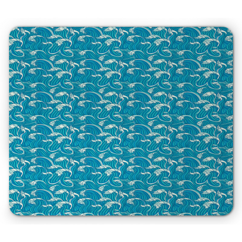 Nautical Foamy Lines Drawing Mouse Pad