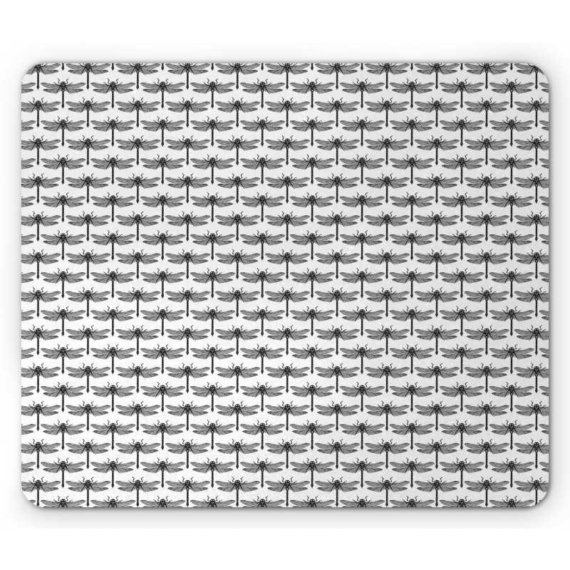 Monochrome Dragonflies Mouse Pad