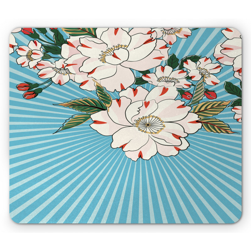 Floral Bloom on Retro Rays Mouse Pad