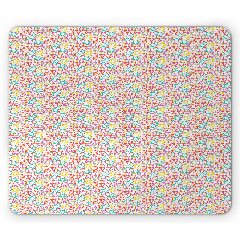 Colorful Stars and Dots Mouse Pad