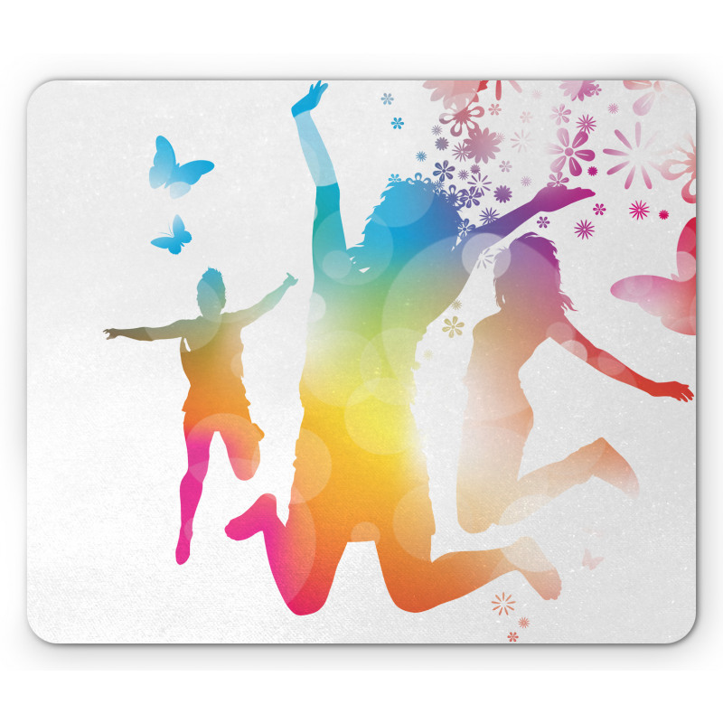 Jumping People Butterflies Mouse Pad