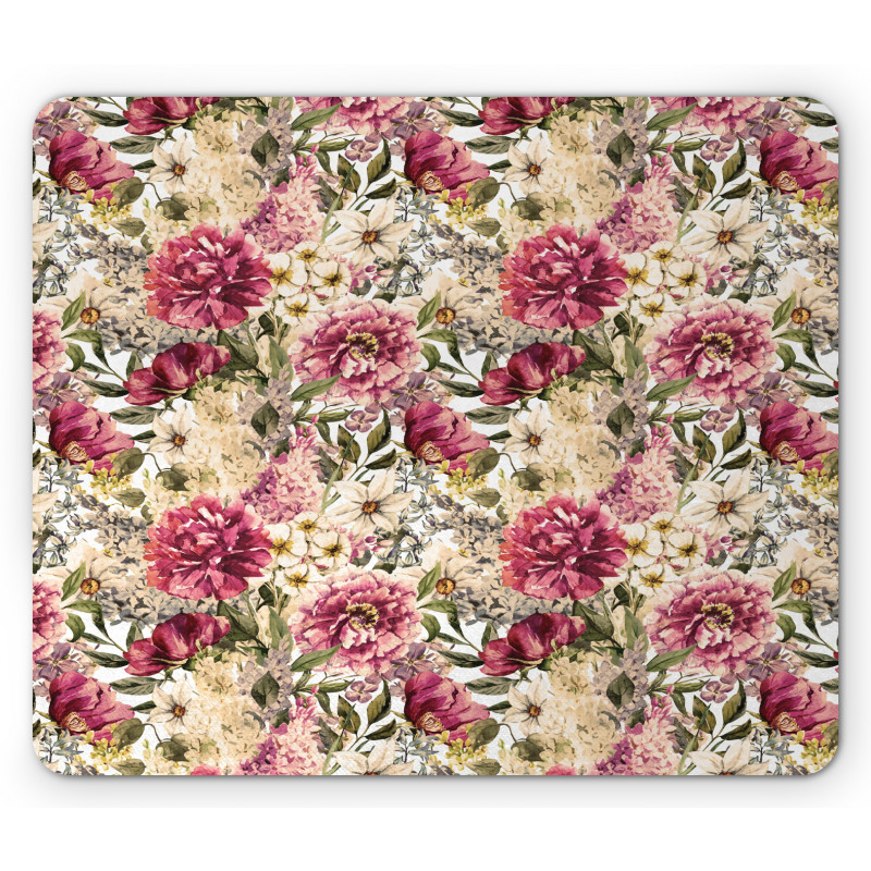 Motley Spring Flowers Leaves Mouse Pad