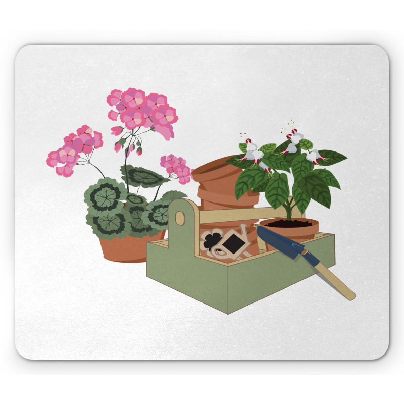 Flowers and Garden Tools Mouse Pad