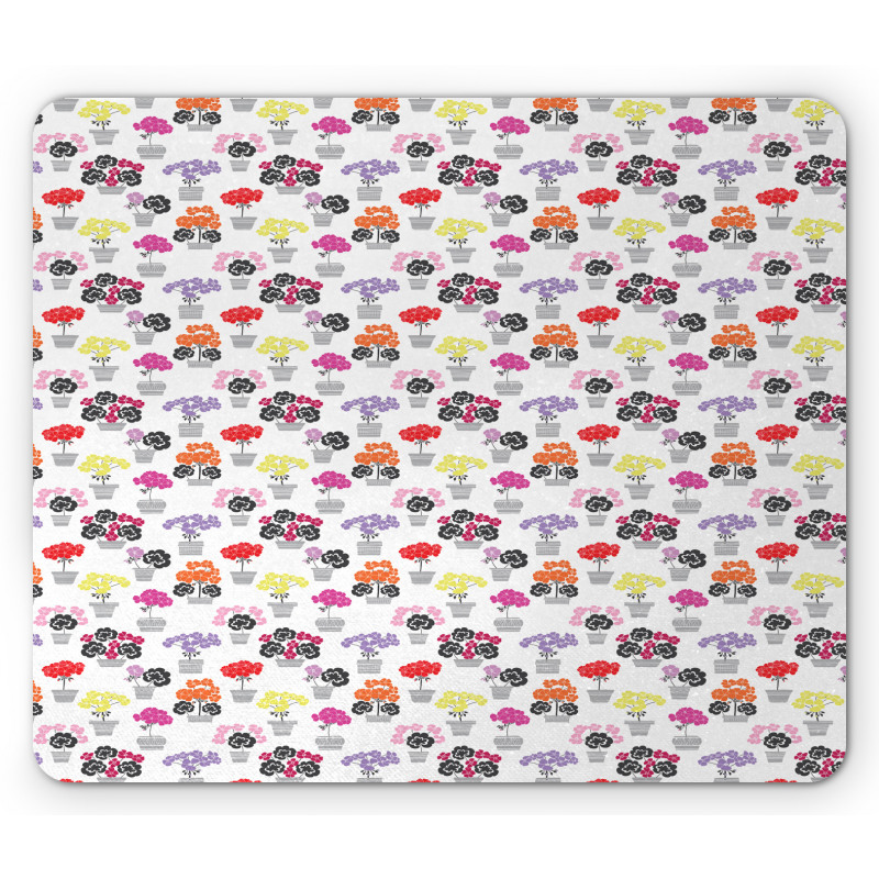 Colorful Flower Pots Art Mouse Pad