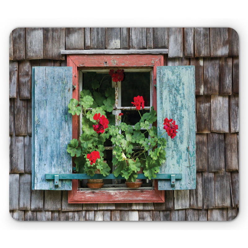 Flowers on Rural Window Mouse Pad