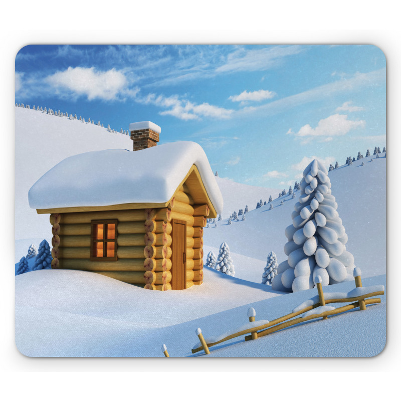 Lodge in Snowy Landscape Mouse Pad