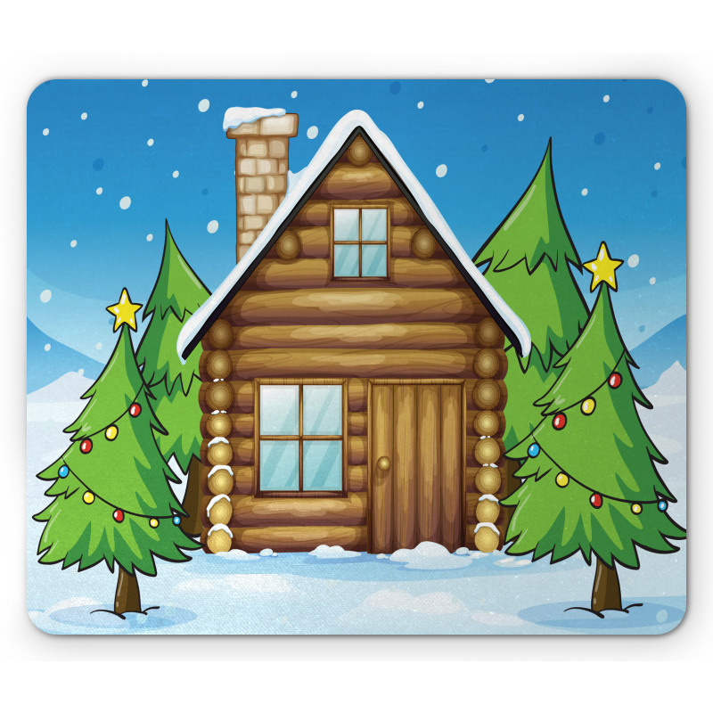 Cabin and Firs in Winter Mouse Pad