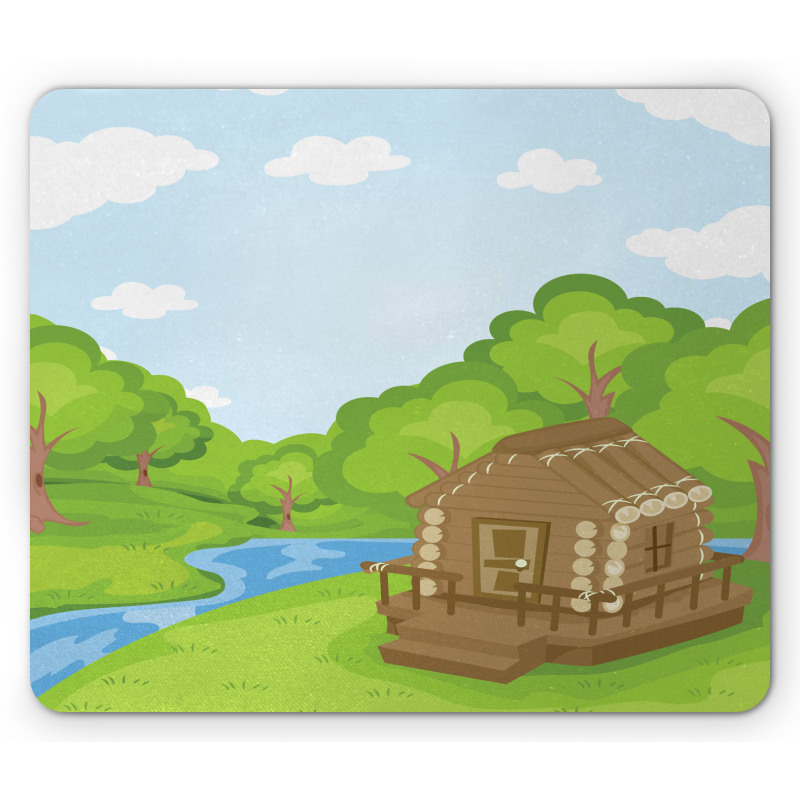 Wooden Lodge near Stream Mouse Pad