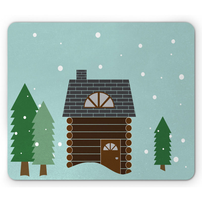 Cabin in Snowy Landscape Mouse Pad