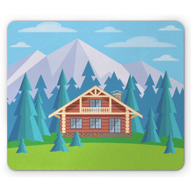 Wooden House in Mountain Mouse Pad