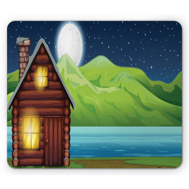 Cabin near River at Night Mouse Pad