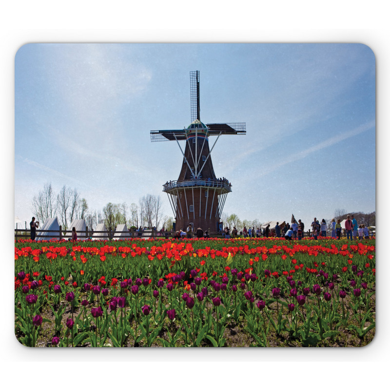 Windmill Photo on Tulip Field Mouse Pad