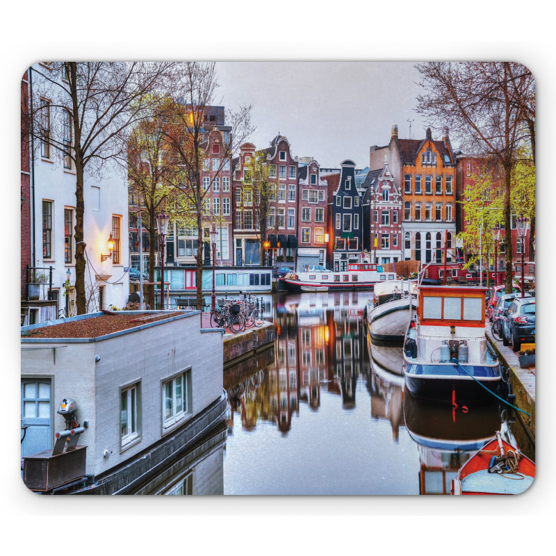 Small Boats on Amstel River Mouse Pad