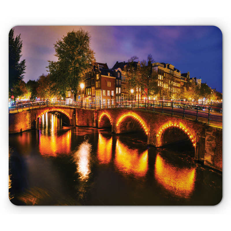 Dutch Canals and Lit Bridges Mouse Pad