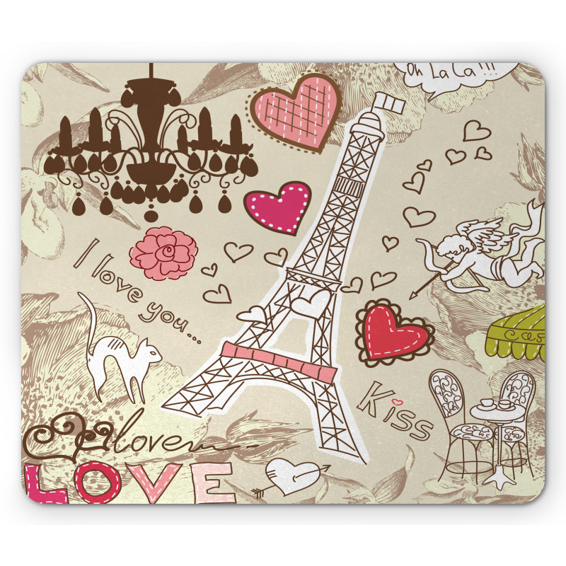 Doodle Eiffel Tower Love Mouse Pad