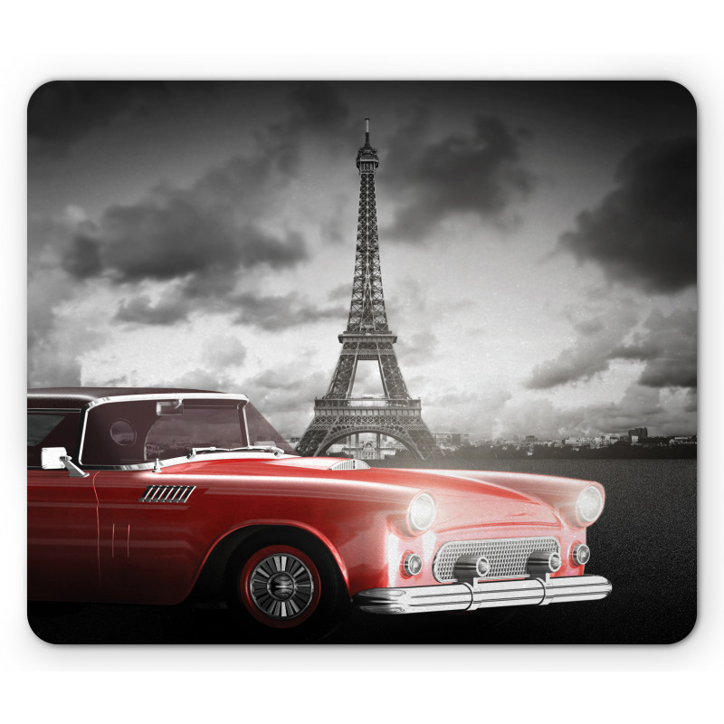 Vintage Car and Eiffel Mouse Pad
