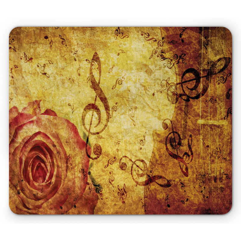 Old Rose Music Note Shabby Mouse Pad