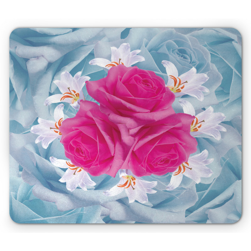 Graphic Roses and Lilies Mouse Pad