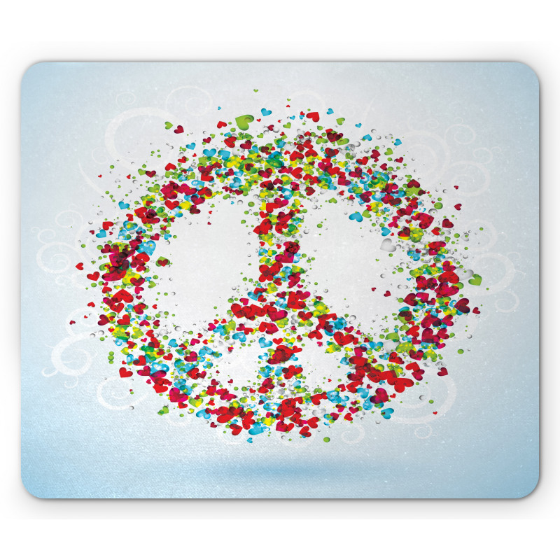 Peace Sign with Hearts Mouse Pad