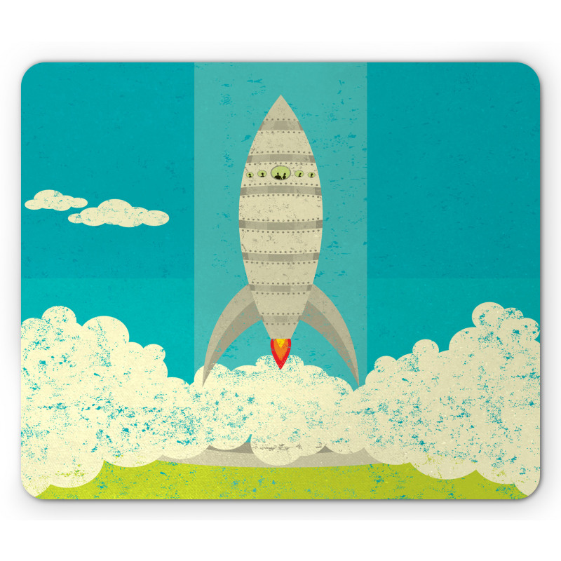 Flying Rocket Clouds Art Mouse Pad