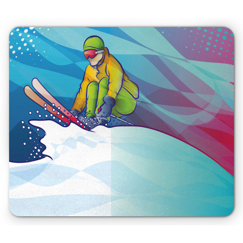 Man Skiing Sportive Scene Mouse Pad