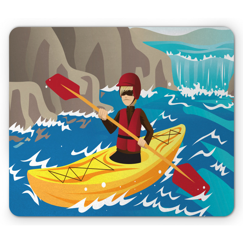 Boy Kayaking in the River Mouse Pad