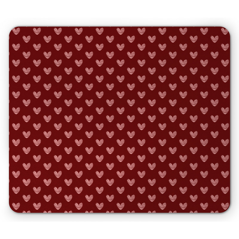 Hatched Hearts Love Mouse Pad