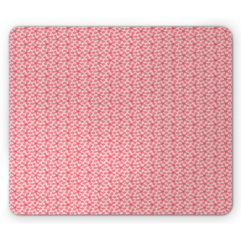 Wavy Lines and Flower Motif Mouse Pad