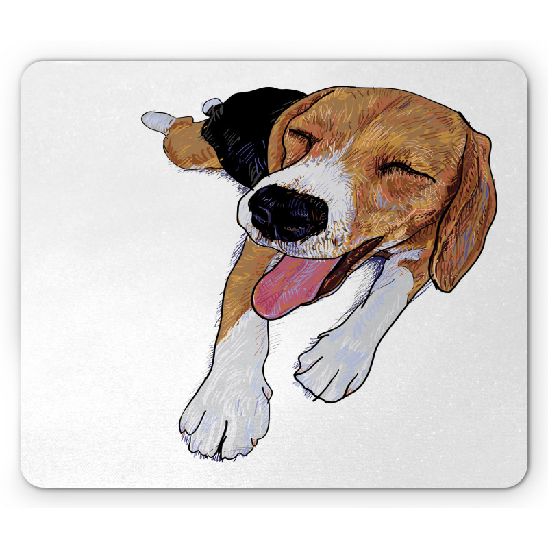 Smiling Resting Dog Sketch Mouse Pad