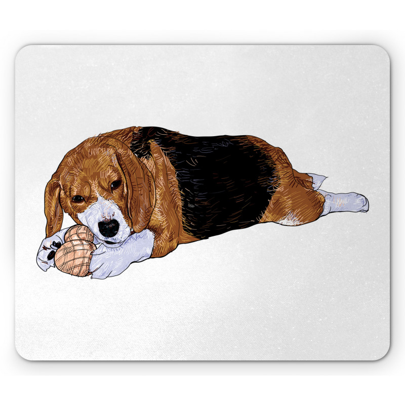 Dog with Toy Play Time Art Mouse Pad