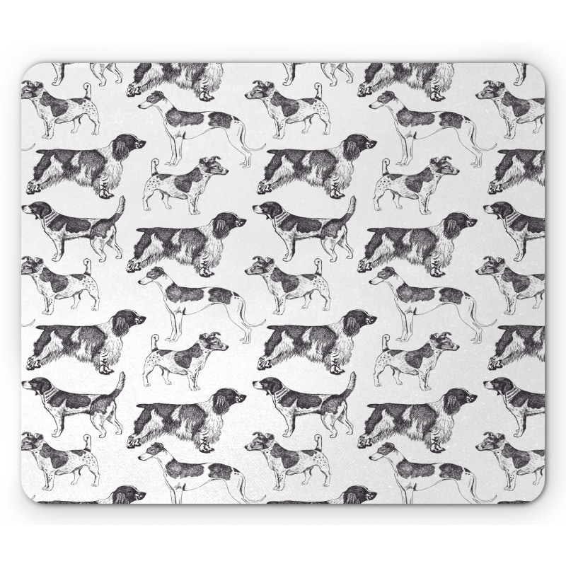 Monochrome Dog Breeds Mouse Pad