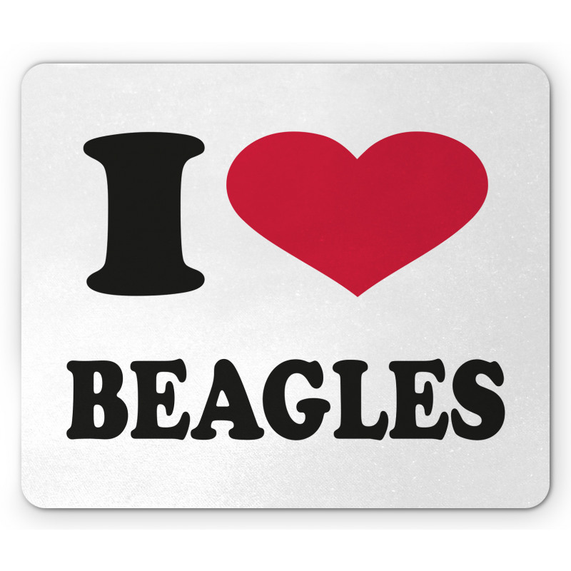 I Love Beagles Lettering Mouse Pad