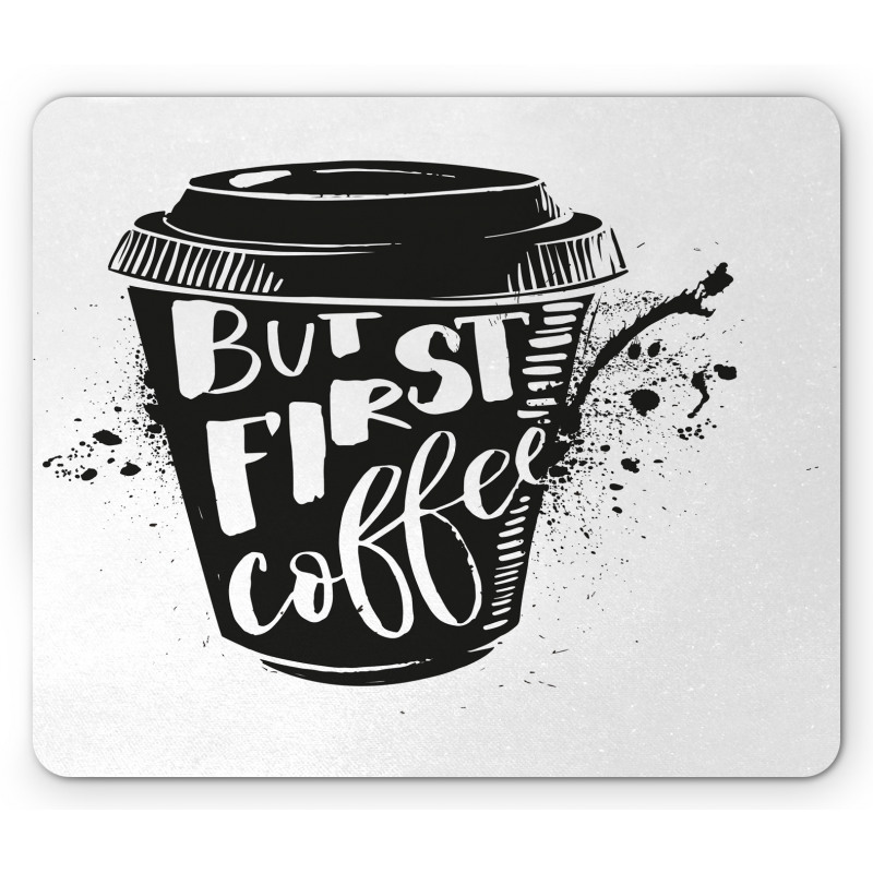 Black White Cup Mouse Pad