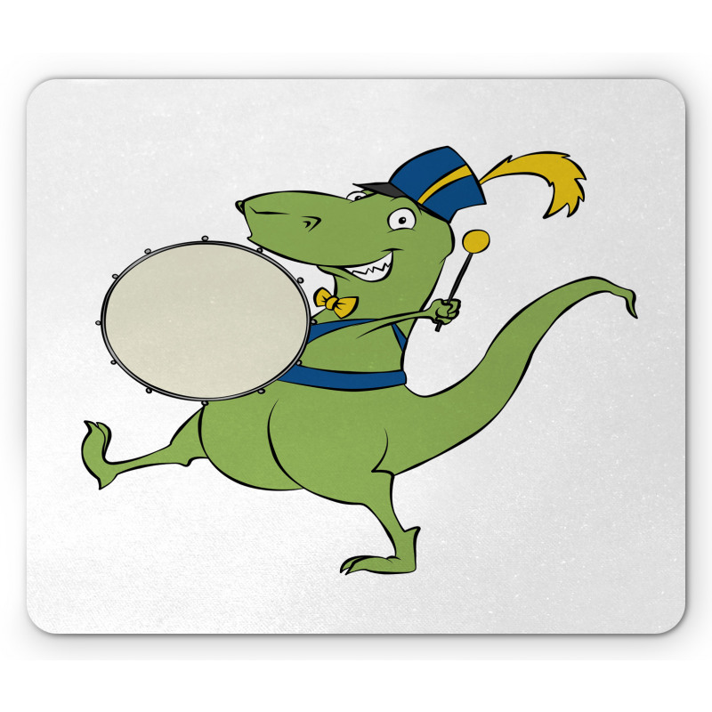 Happy Green Dinosaur Playing Mouse Pad