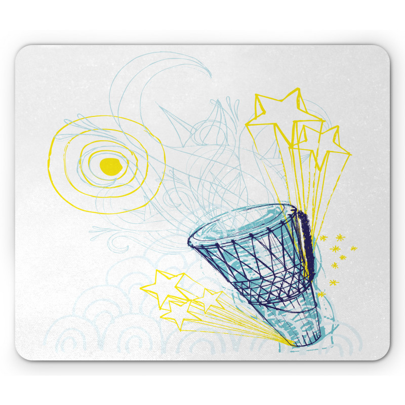 Yellow Indigo Blue Drawings Mouse Pad