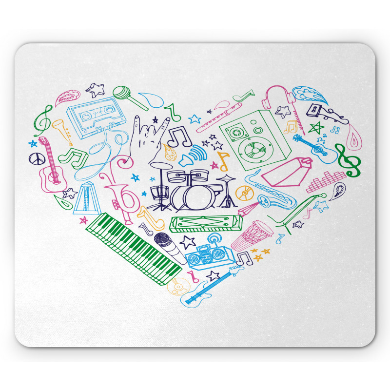 Colorful Instrument Drawings Mouse Pad