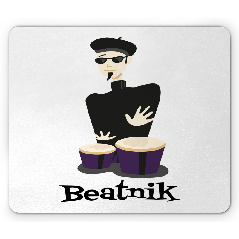 Beatnik Wording Cool Drummer Mouse Pad