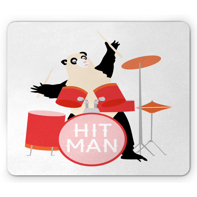 Whimsical Panda Hit Man Text Mouse Pad