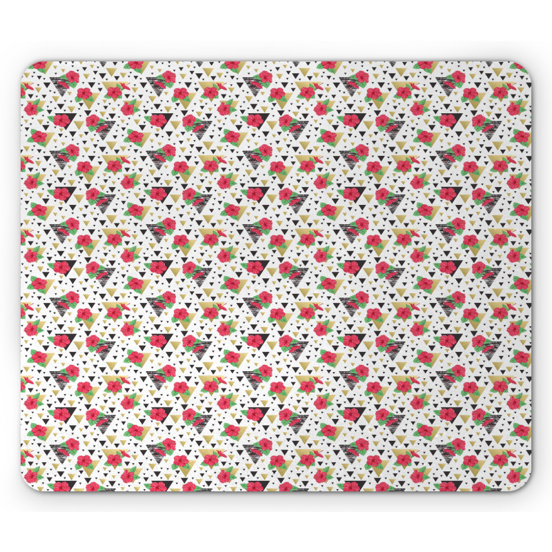 Modern Triangles and Flowers Mouse Pad