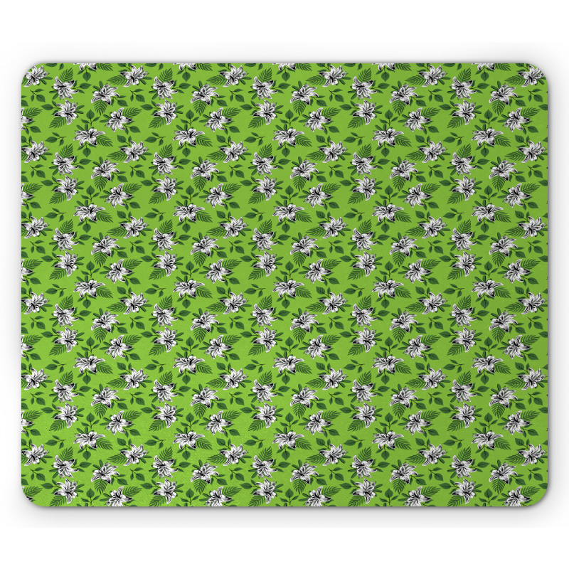 Exotic Graphic Flowers Leaves Mouse Pad