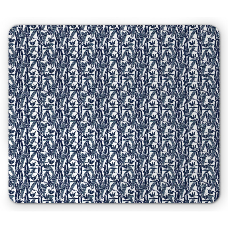 Slate Blue Stripes on Leaves Mouse Pad