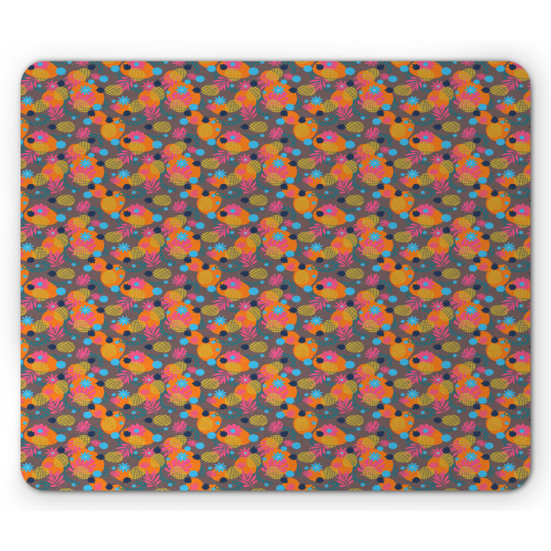 Colorful Flowers Pineapples Mouse Pad