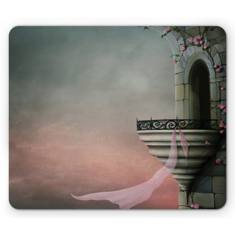 Old Medieval Tower Rose Mouse Pad