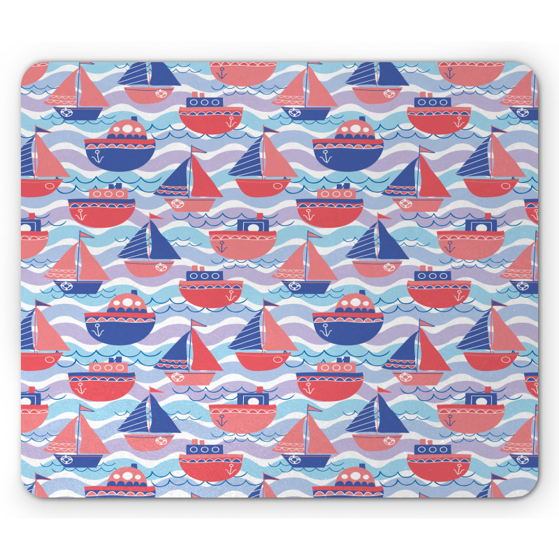 Sailing Boats Wave Graphic Mouse Pad