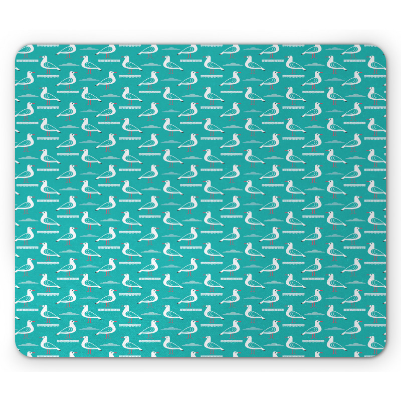 Cartoon Style Clouds Seagulls Mouse Pad