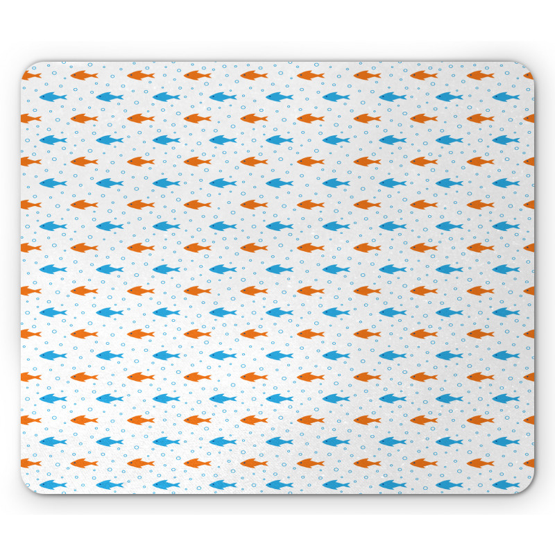 Bicolored Flock of Fish Motifs Mouse Pad