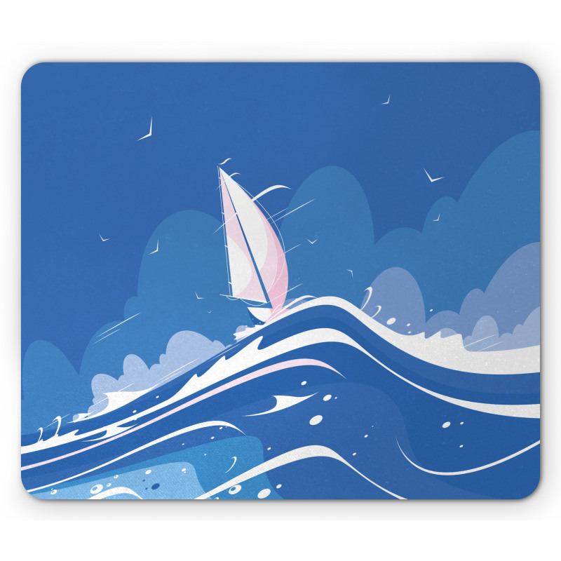 Clouds Seagulls Boat Mouse Pad