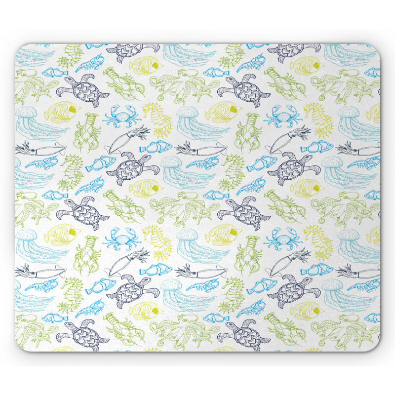 Various Sea Creatures Mouse Pad