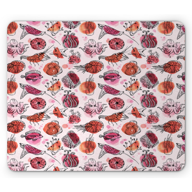 Ocean Creatures Blots Mouse Pad